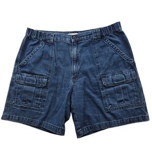 Savane Denim Cargo Shorts Mens 38 Blue Jean Cotton Elastic Waist Utility Casual